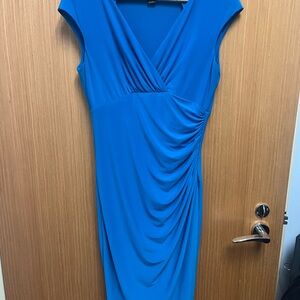 Lauren Ralph Lauren Blue Ruched Wrap Midi Dress